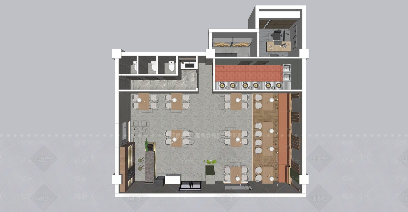 新中式原木中餐厅SU模型下载【ID:1197312333】