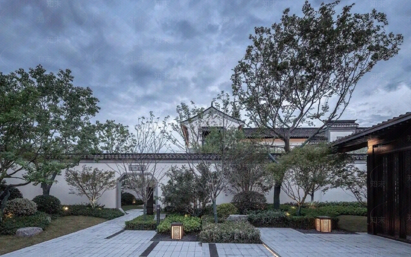 新中式中式小区外景贴图下载【ID:1197317233】