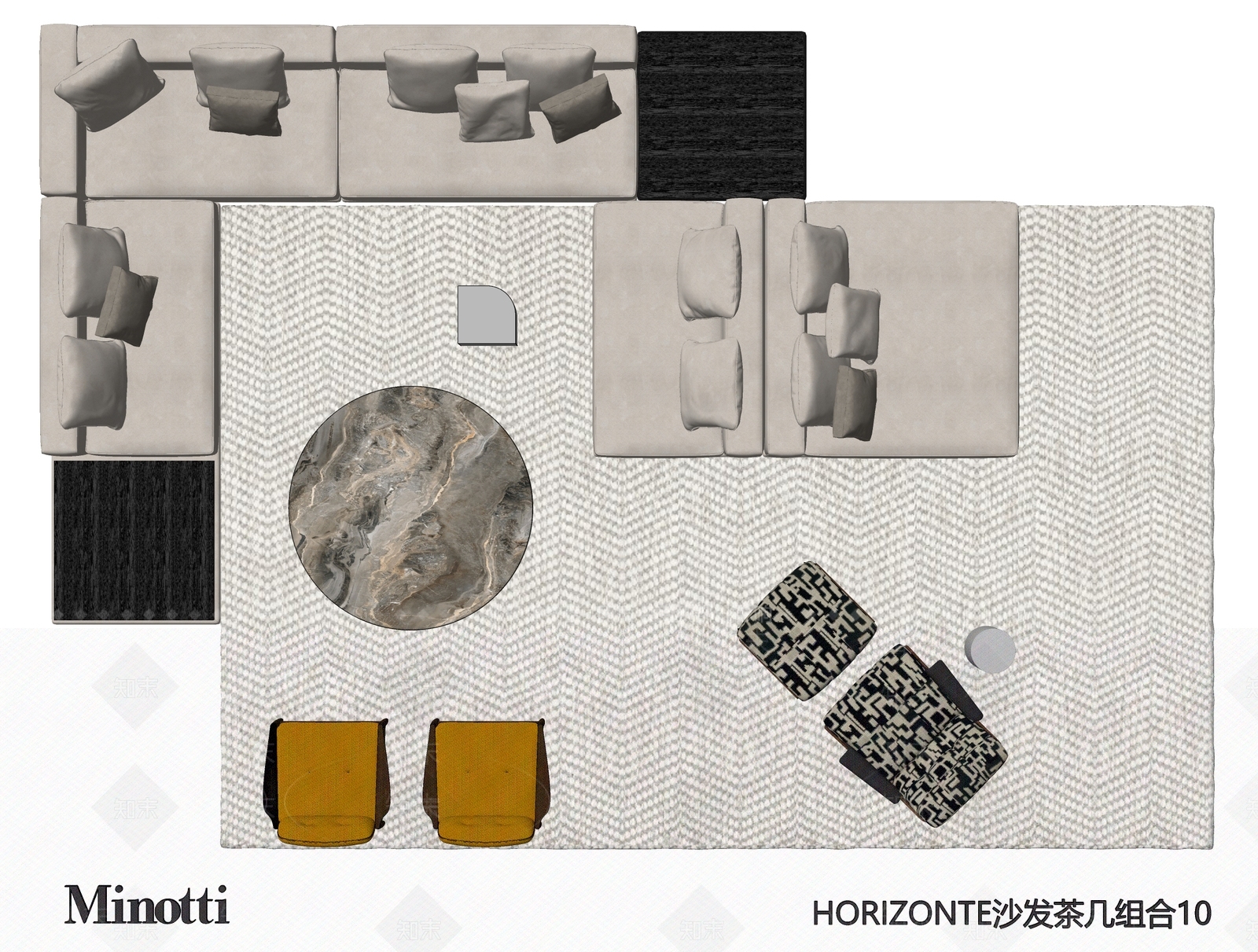 中古现代多人沙发SU模型下载【ID:1197319324】