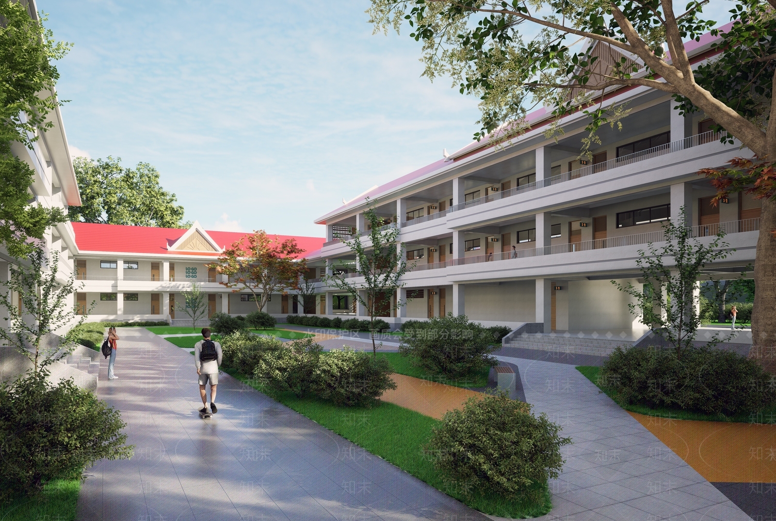 中古新中式学校建筑SU模型下载【ID:1197324651】