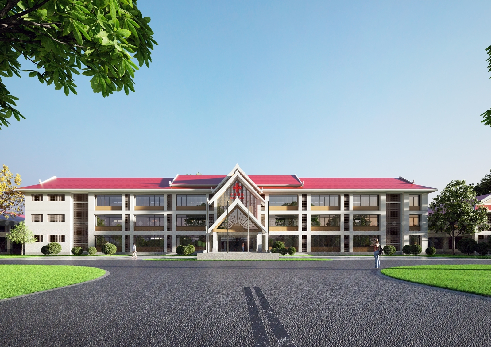 中古新中式学校建筑SU模型下载【ID:1197324651】