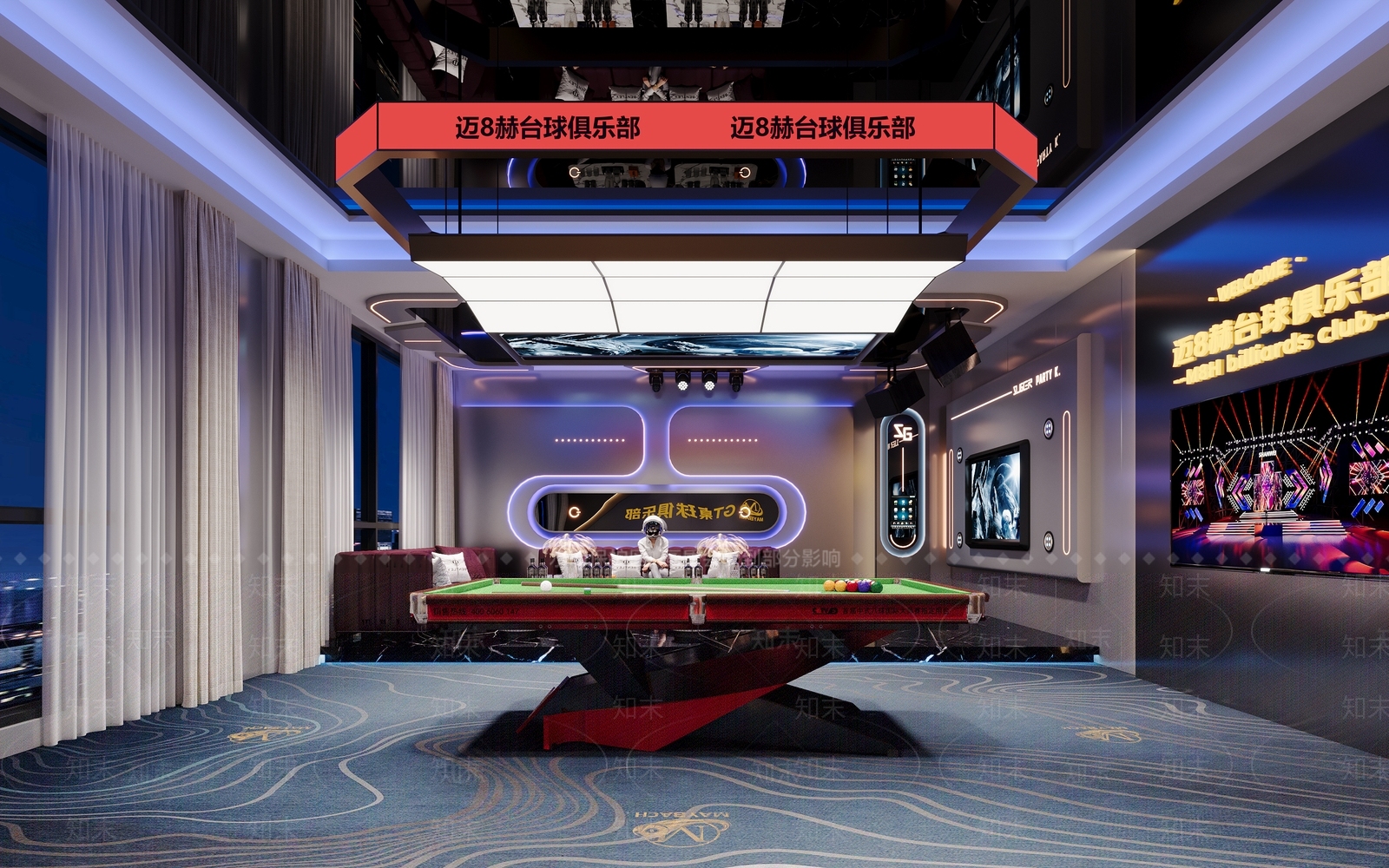 现代台球室3D模型下载【ID:1197330994】