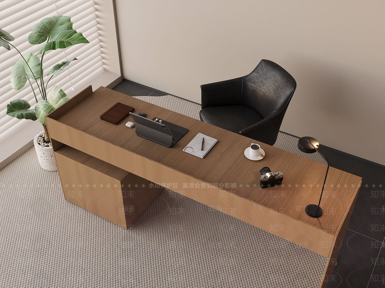 中古轻奢办公桌椅3D模型下载【ID:1197333945】