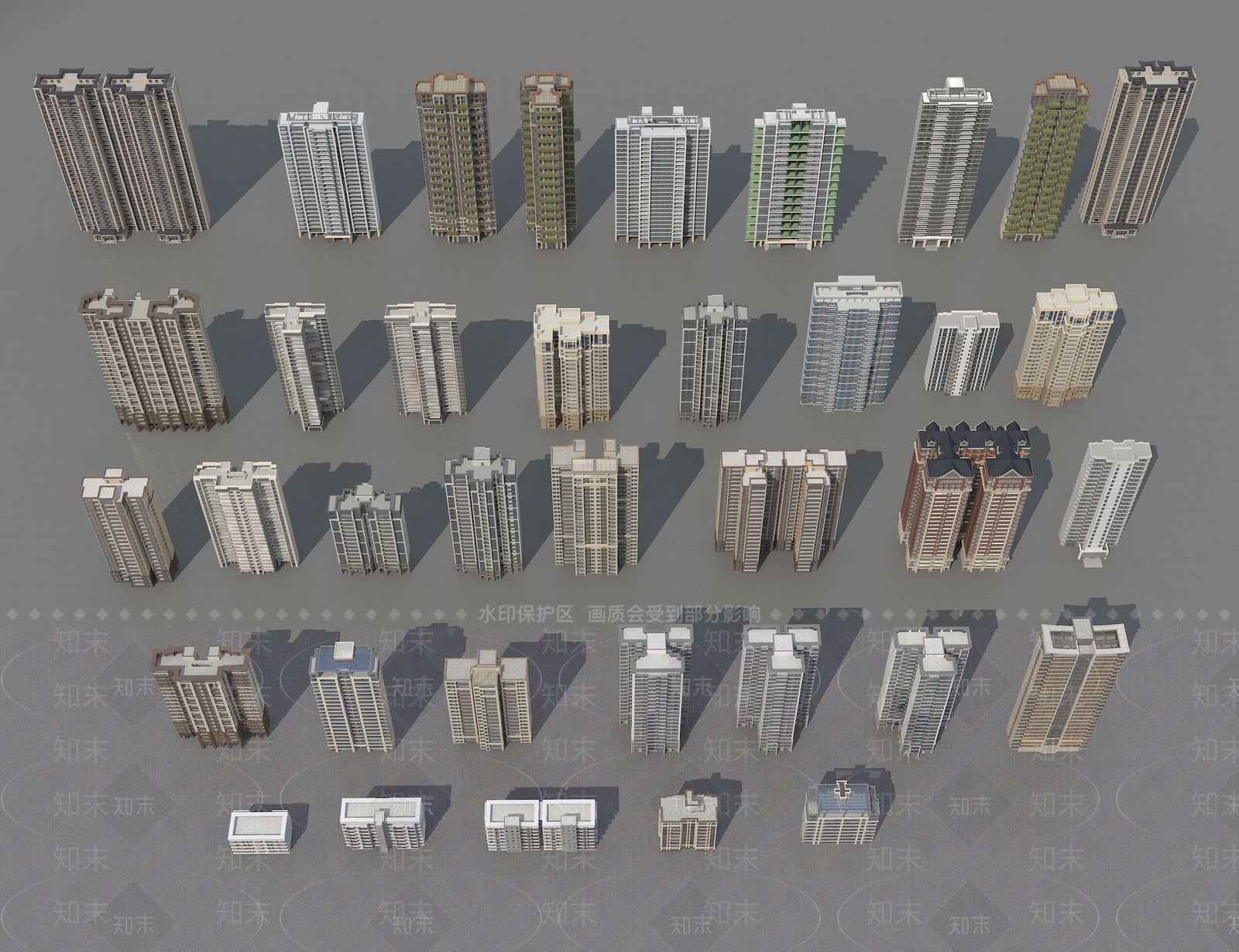 现代高层住宅3D模型下载【ID:1197334435】