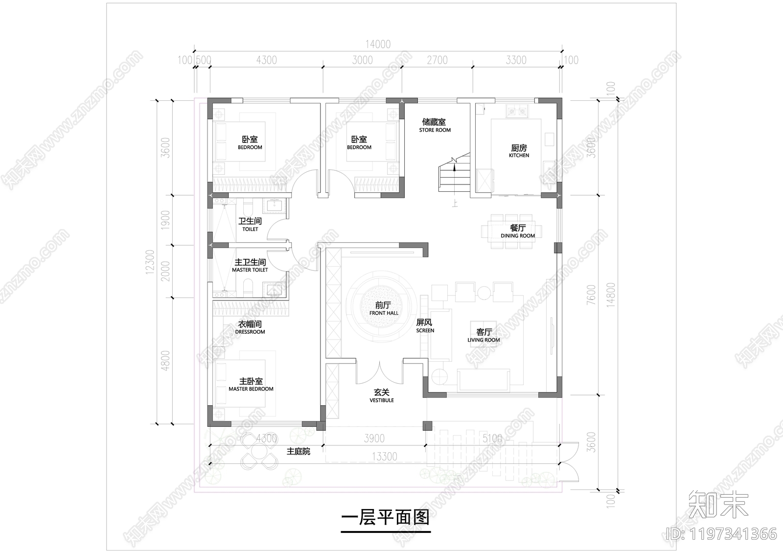 新中式别墅建筑施工图下载【ID:1197341366】