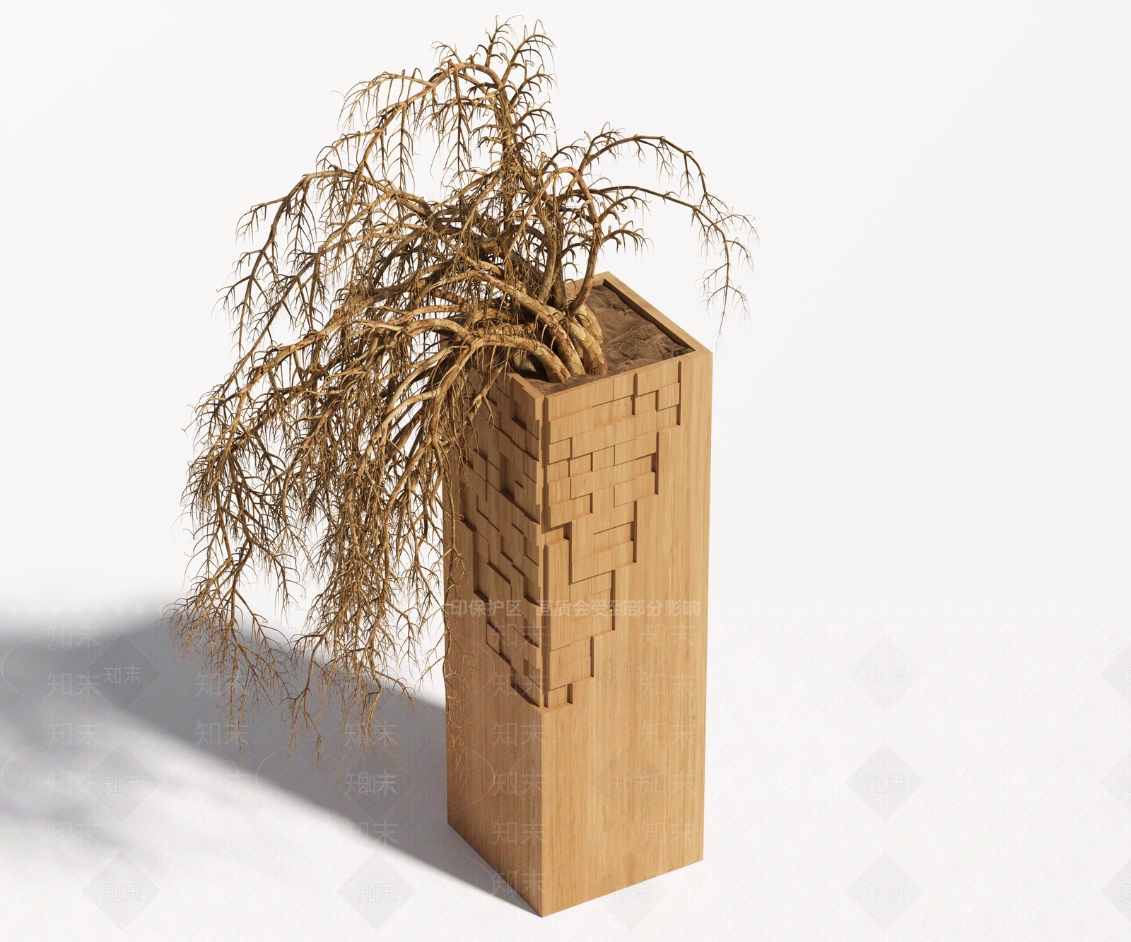 侘寂原木花艺3D模型下载【ID:1197345220】
