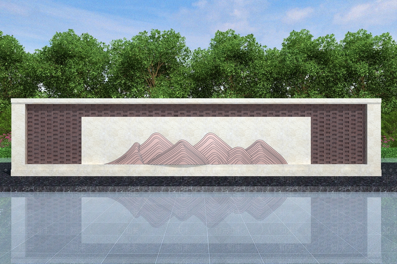新中式中式景墙3D模型下载【ID:1197348851】