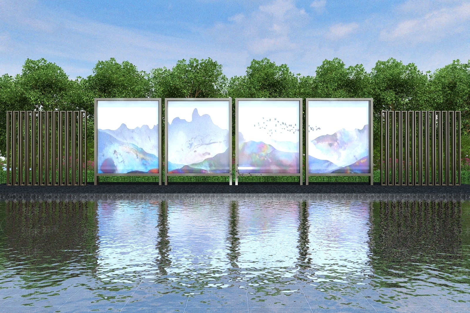 新中式中式景墙3D模型下载【ID:1197351457】