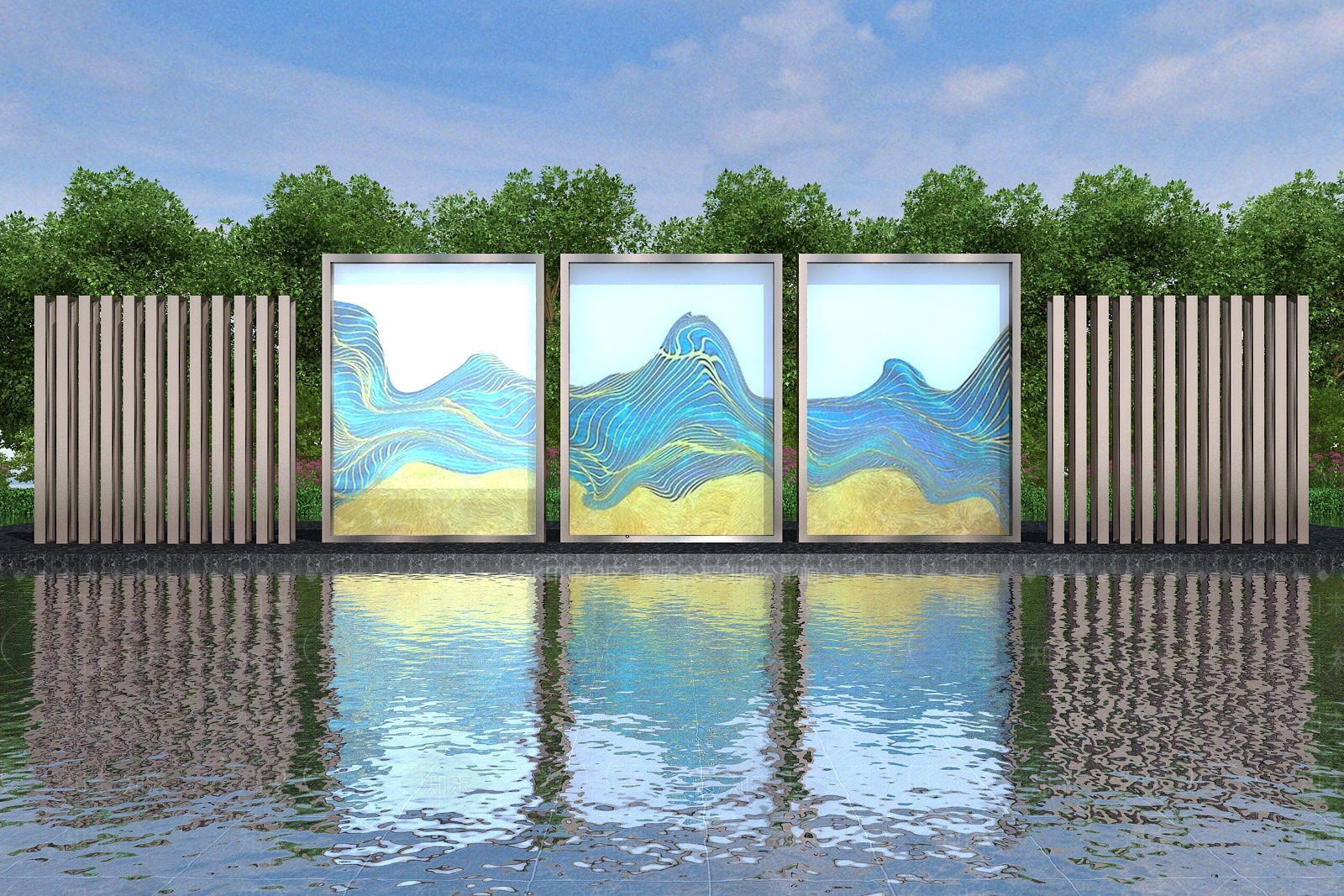 中式新中式景墙3D模型下载【ID:1197351723】