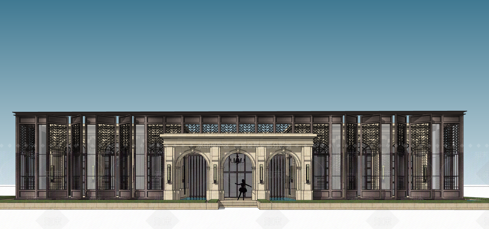 欧式意式售楼处建筑SU模型下载【ID:1197353556】
