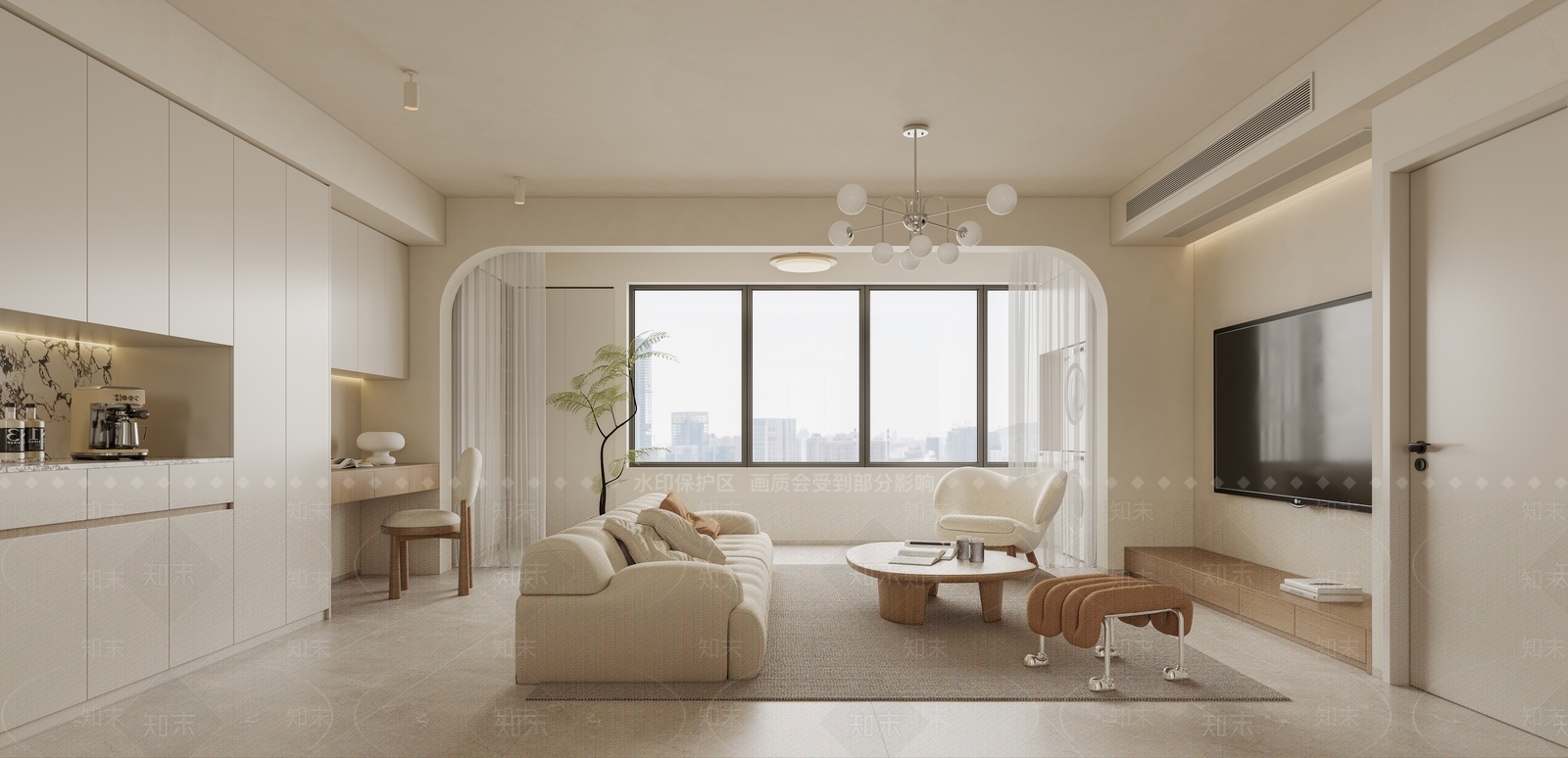 奶油家居客厅SU模型下载【ID:1197354090】