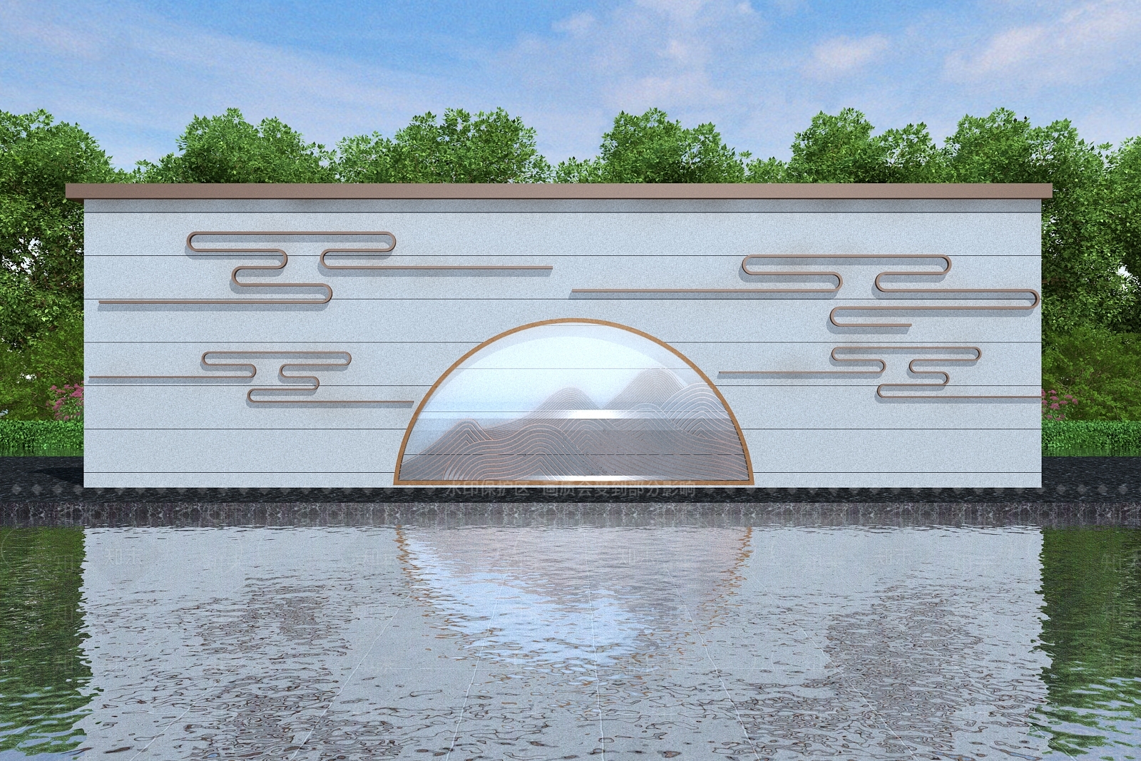 新中式中式景墙3D模型下载【ID:1197353508】