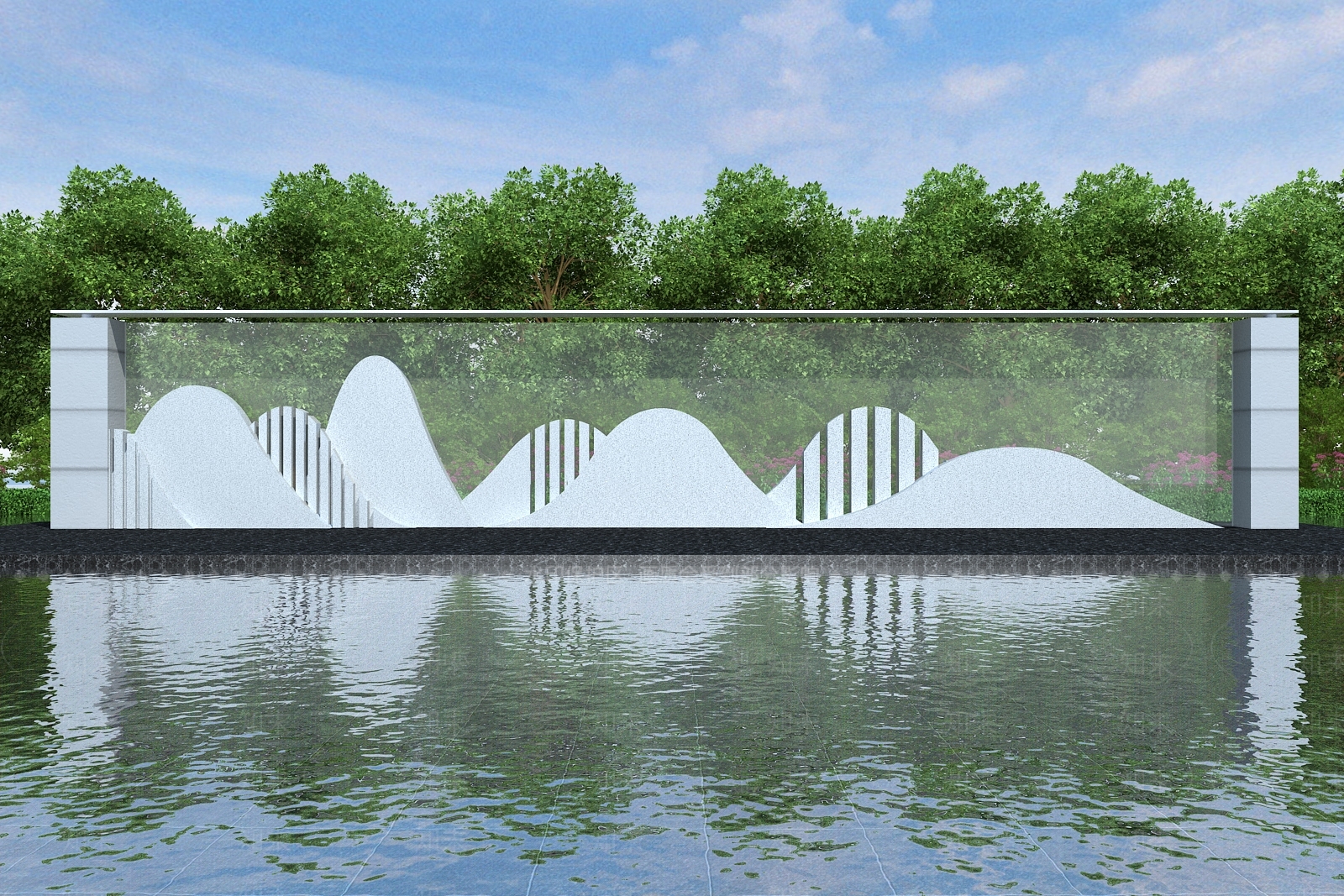 新中式中式景墙3D模型下载【ID:1197353698】