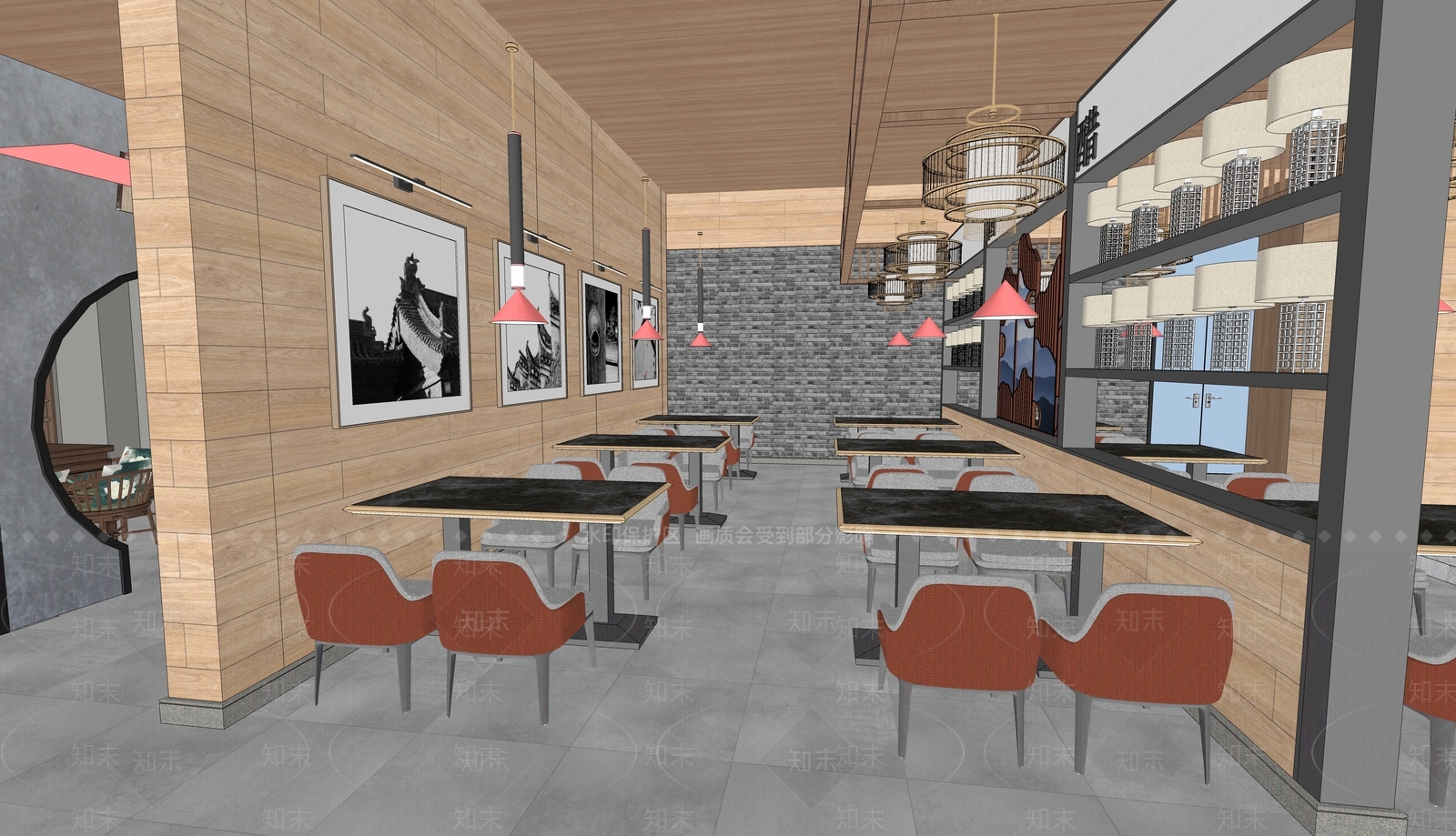 新中式中餐厅SU模型下载【ID:1197357054】