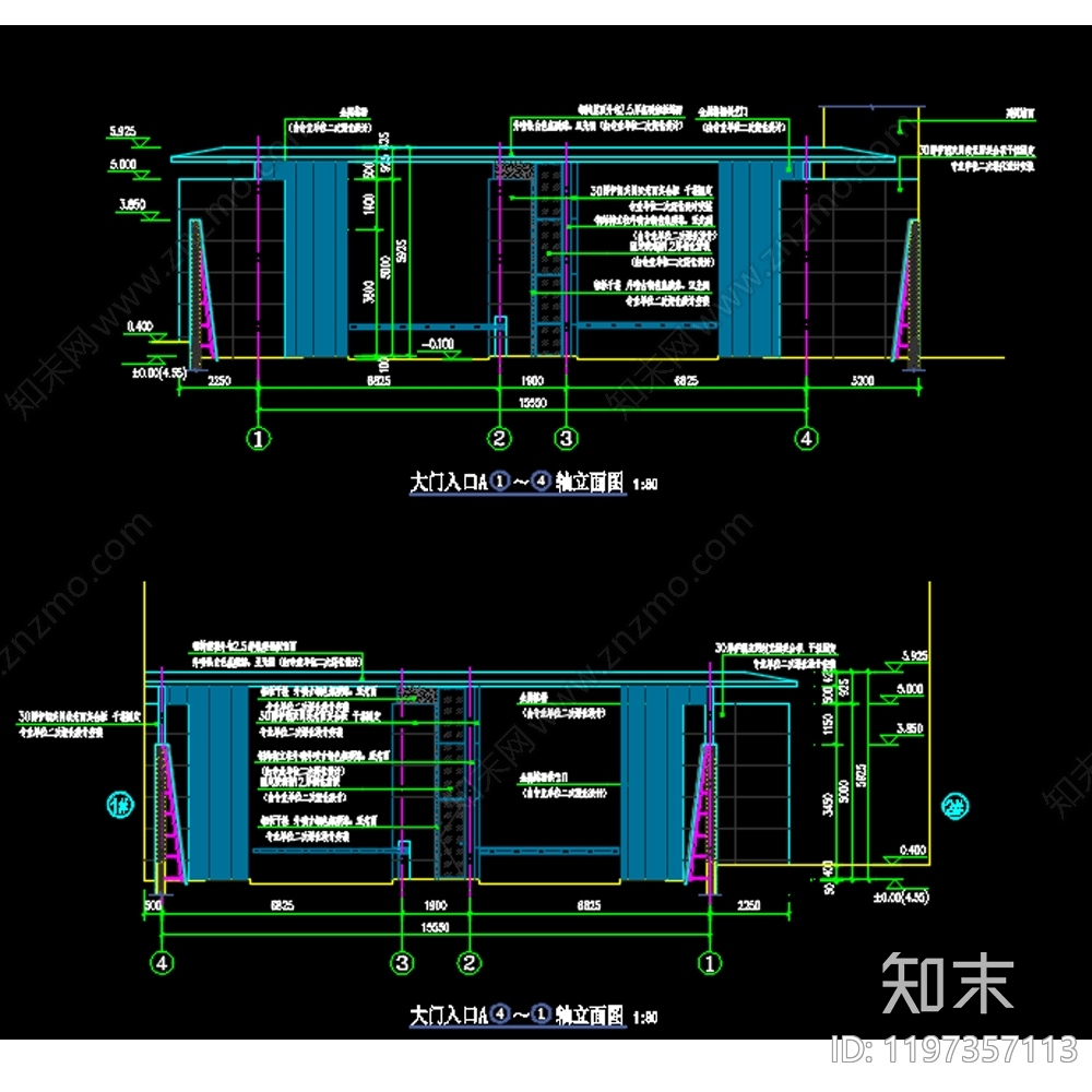 示范区景观cad施工图下载【ID:1197357113】