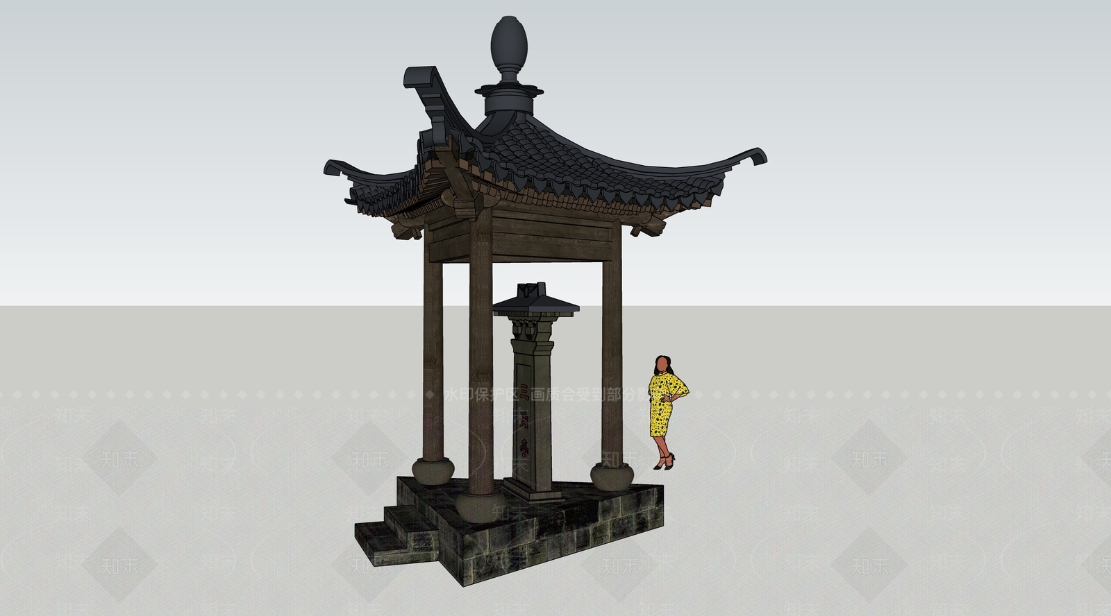 中式古建筑SU模型下载【ID:1197360671】