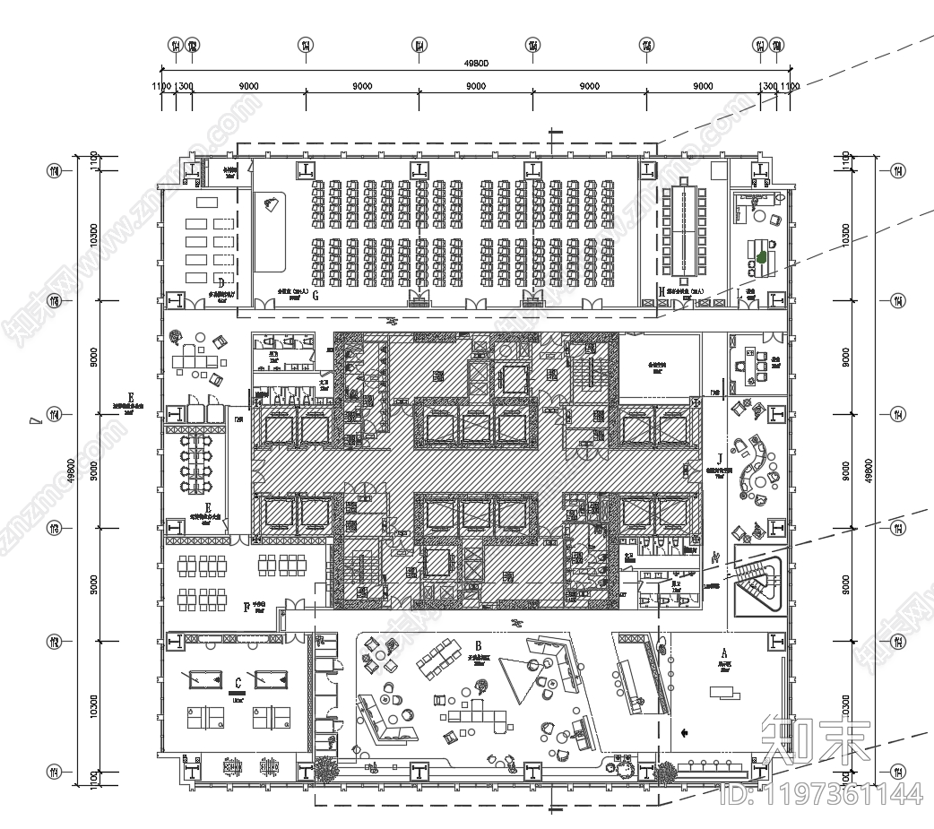 现代整体办公空间cad施工图下载【ID:1197361144】