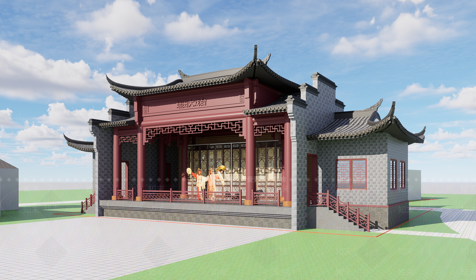 新中式复古小公建SU模型下载【ID:1199259840】