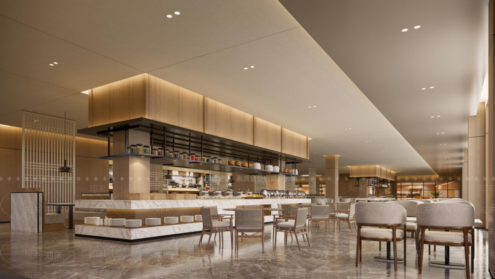 现代新中式食堂SU模型下载【ID:1197363872】