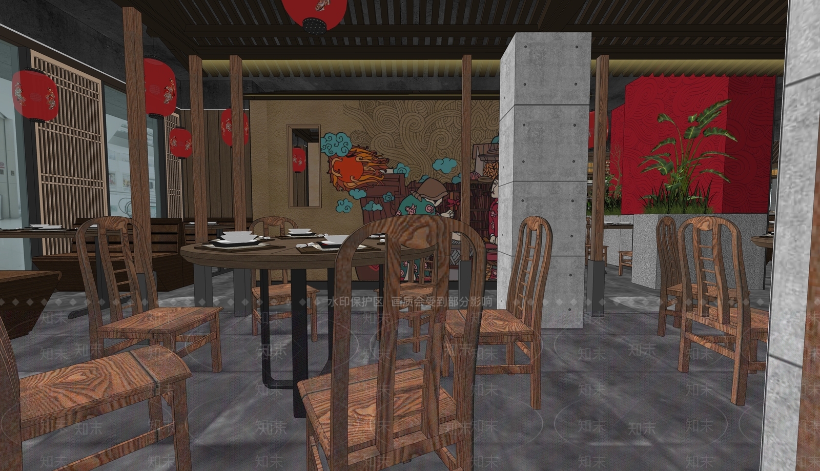 中式面馆SU模型下载【ID:1197363089】