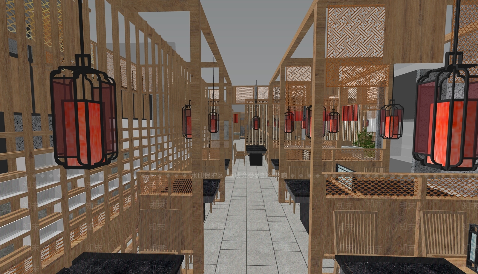 新中式中餐厅SU模型下载【ID:1197364345】