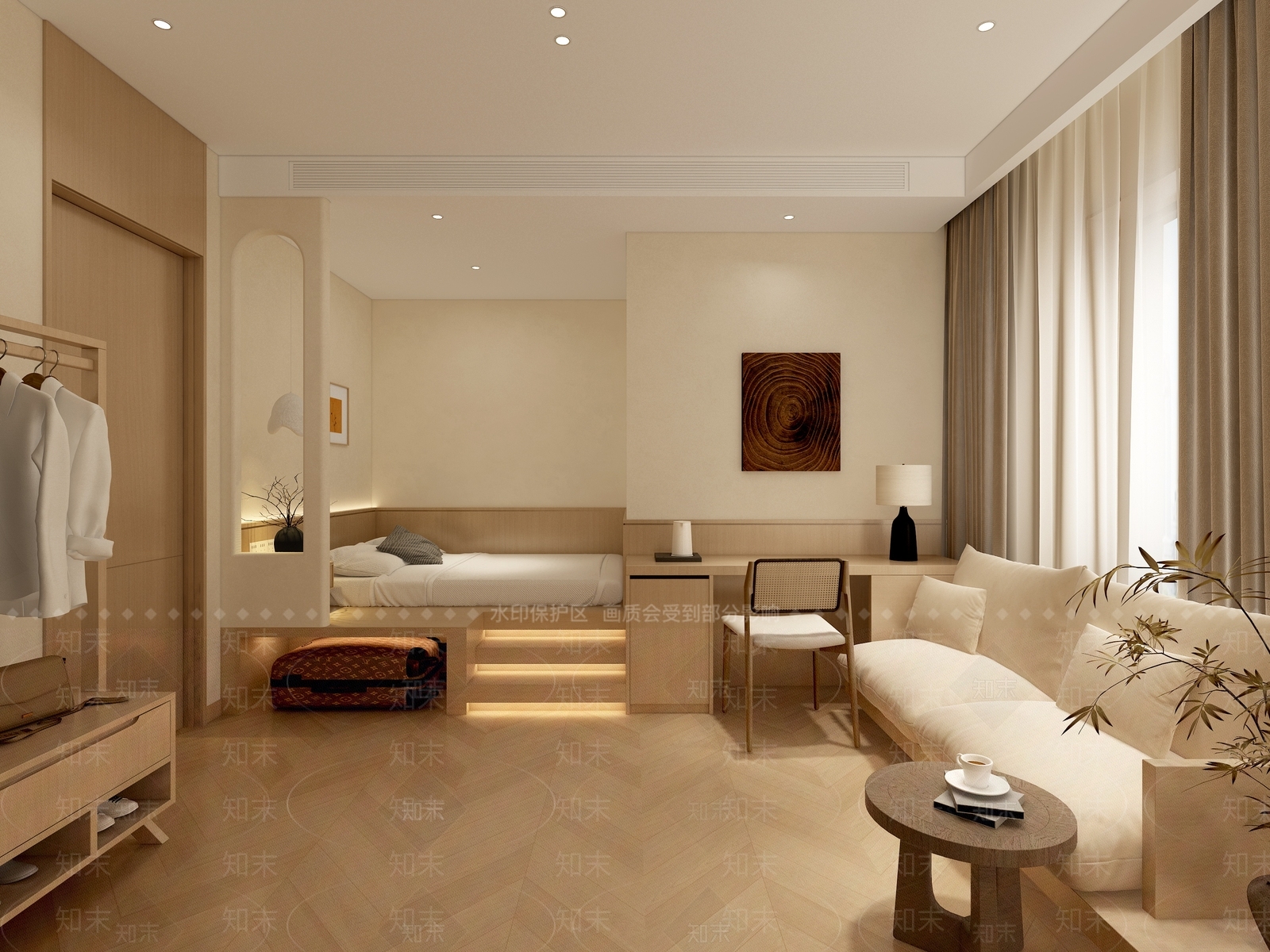 侘寂原木民宿3D模型下载【ID:1197365477】