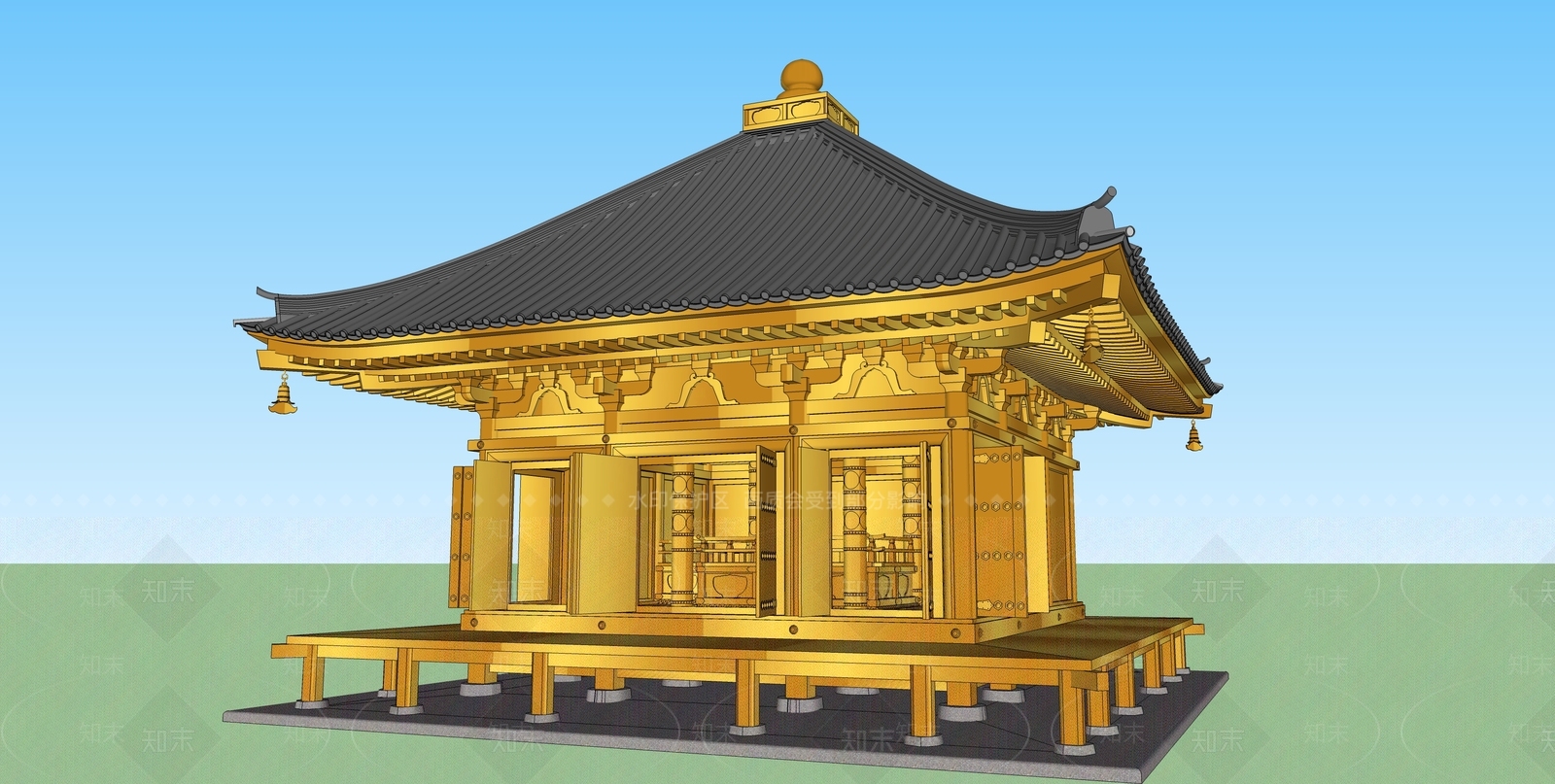 中式古建筑SU模型下载【ID:1197366635】