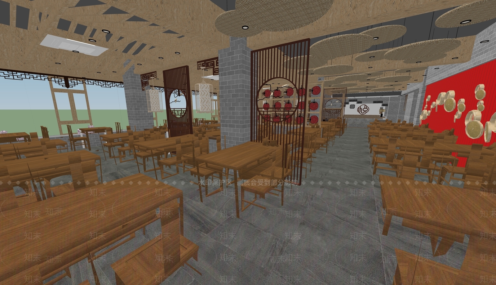 新中式中餐厅SU模型下载【ID:1197366923】