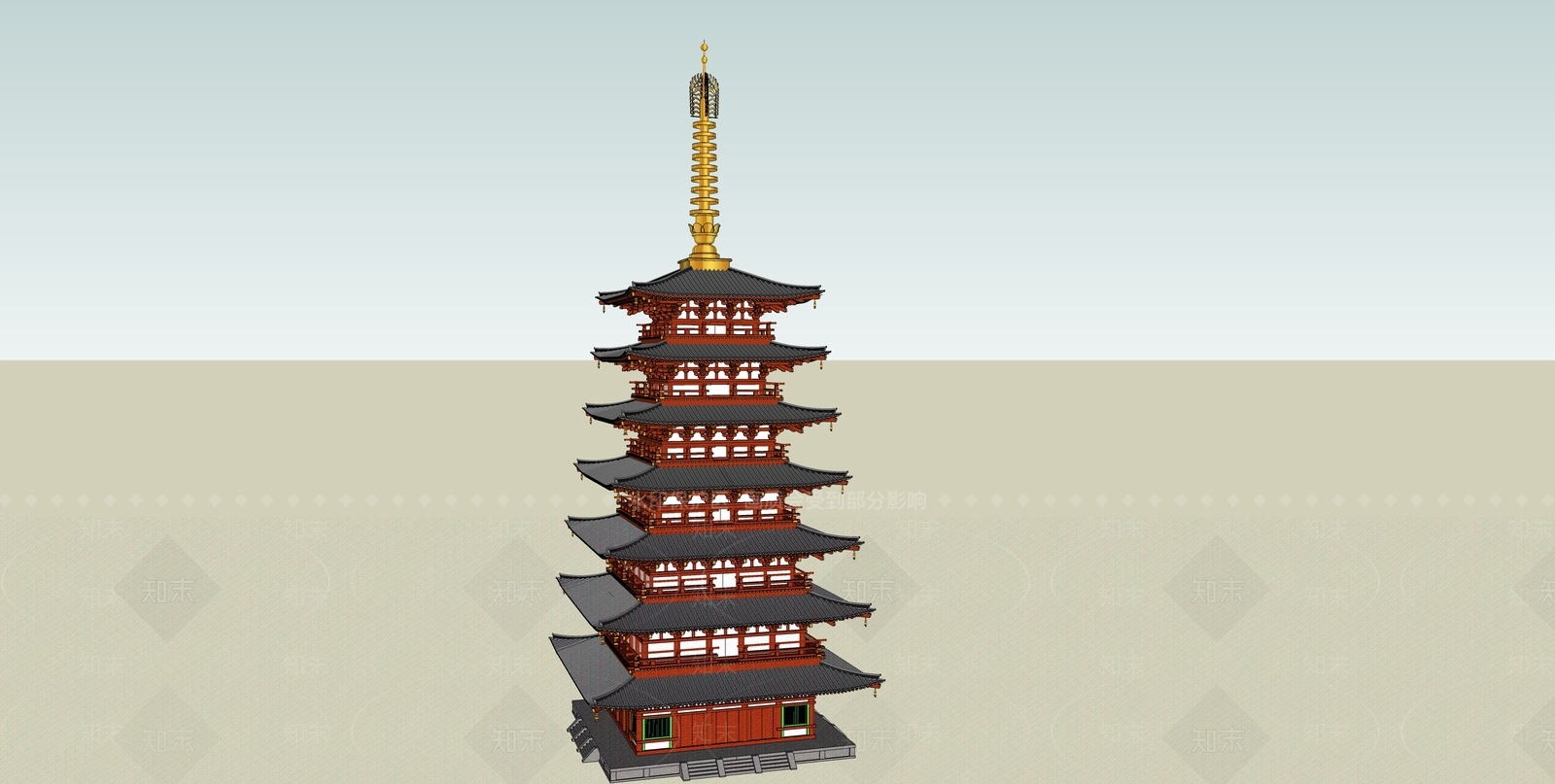 中式古建筑SU模型下载【ID:1197367490】