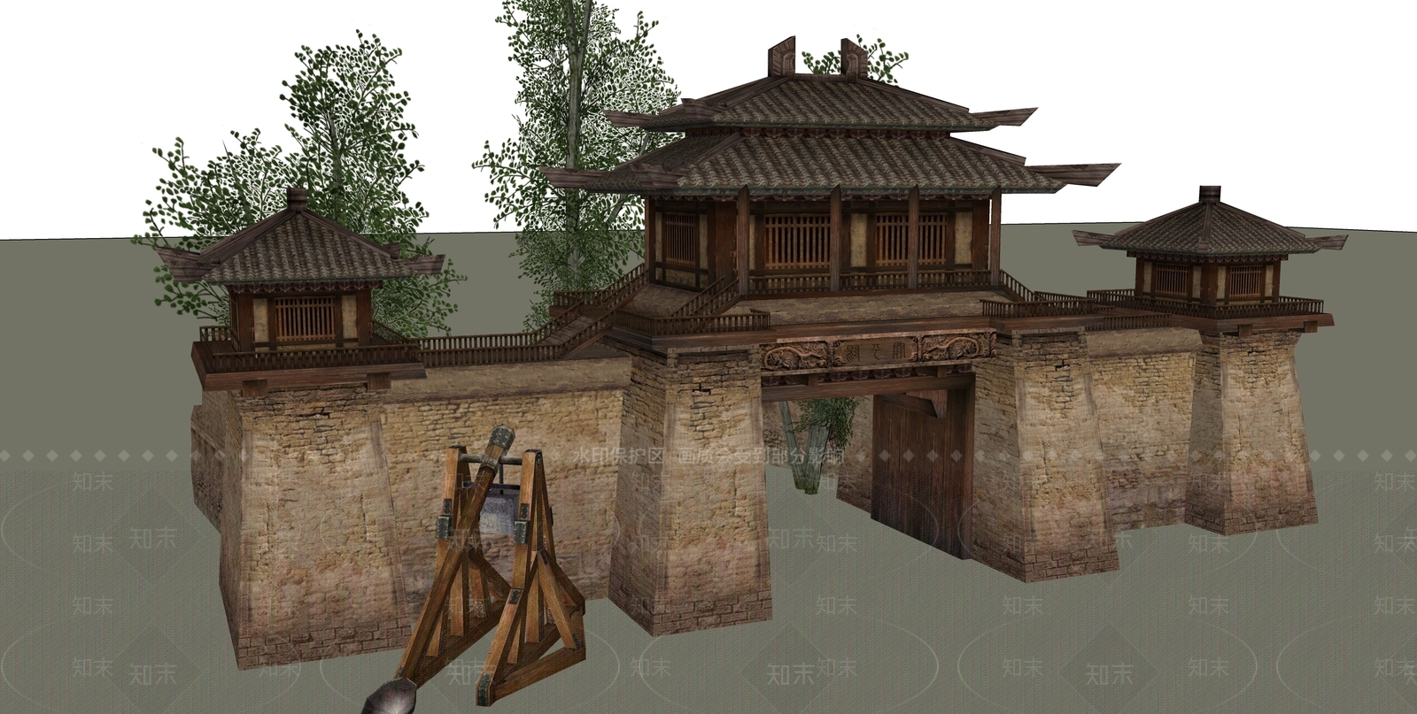 中式古建筑SU模型下载【ID:1197369033】