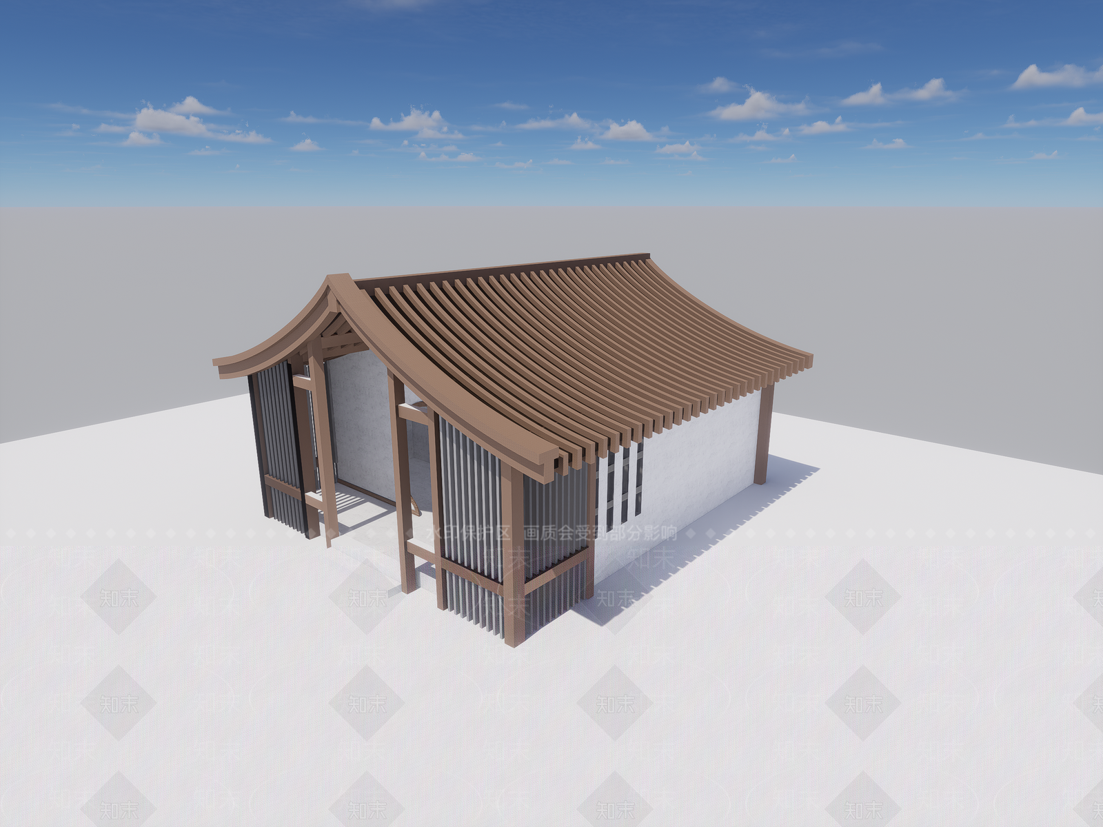 现代新中式木屋SU模型下载【ID:1198249618】
