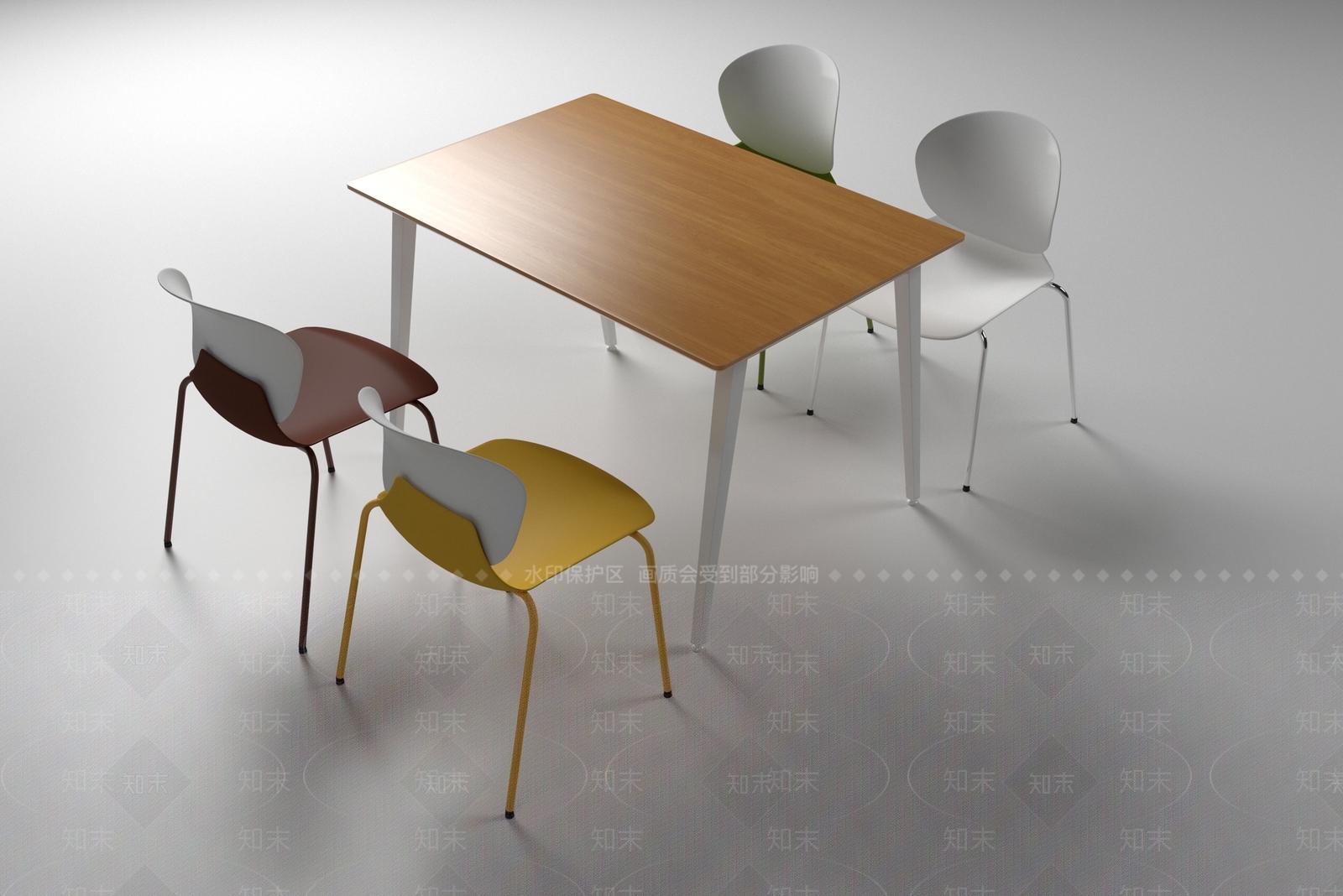 现代极简餐桌3D模型下载【ID:1197370150】