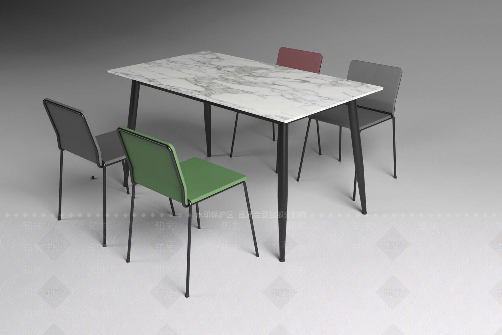 现代侘寂餐桌3D模型下载【ID:1197370525】