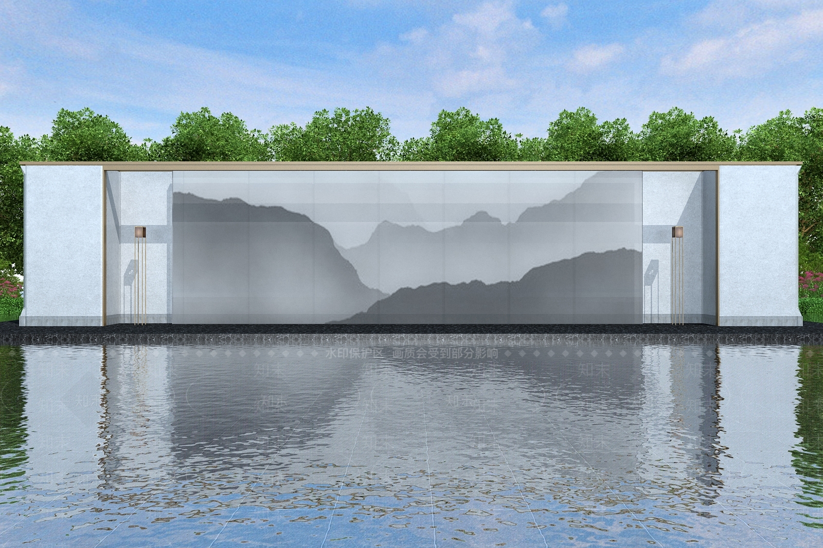 中式新中式景墙3D模型下载【ID:1197372300】