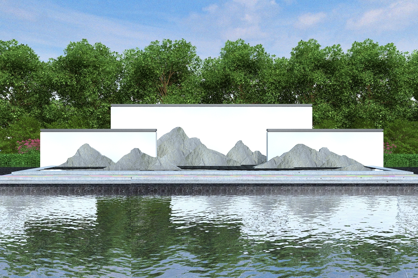 新中式中式景墙3D模型下载【ID:1197372354】