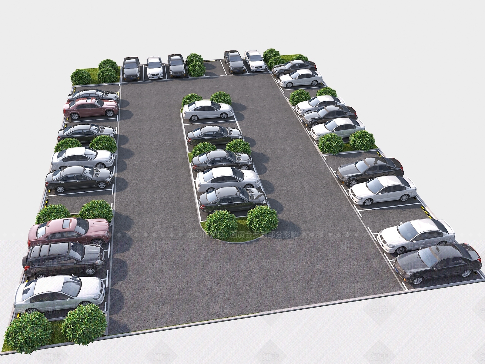 现代户外停车场3D模型下载【ID:1197372668】