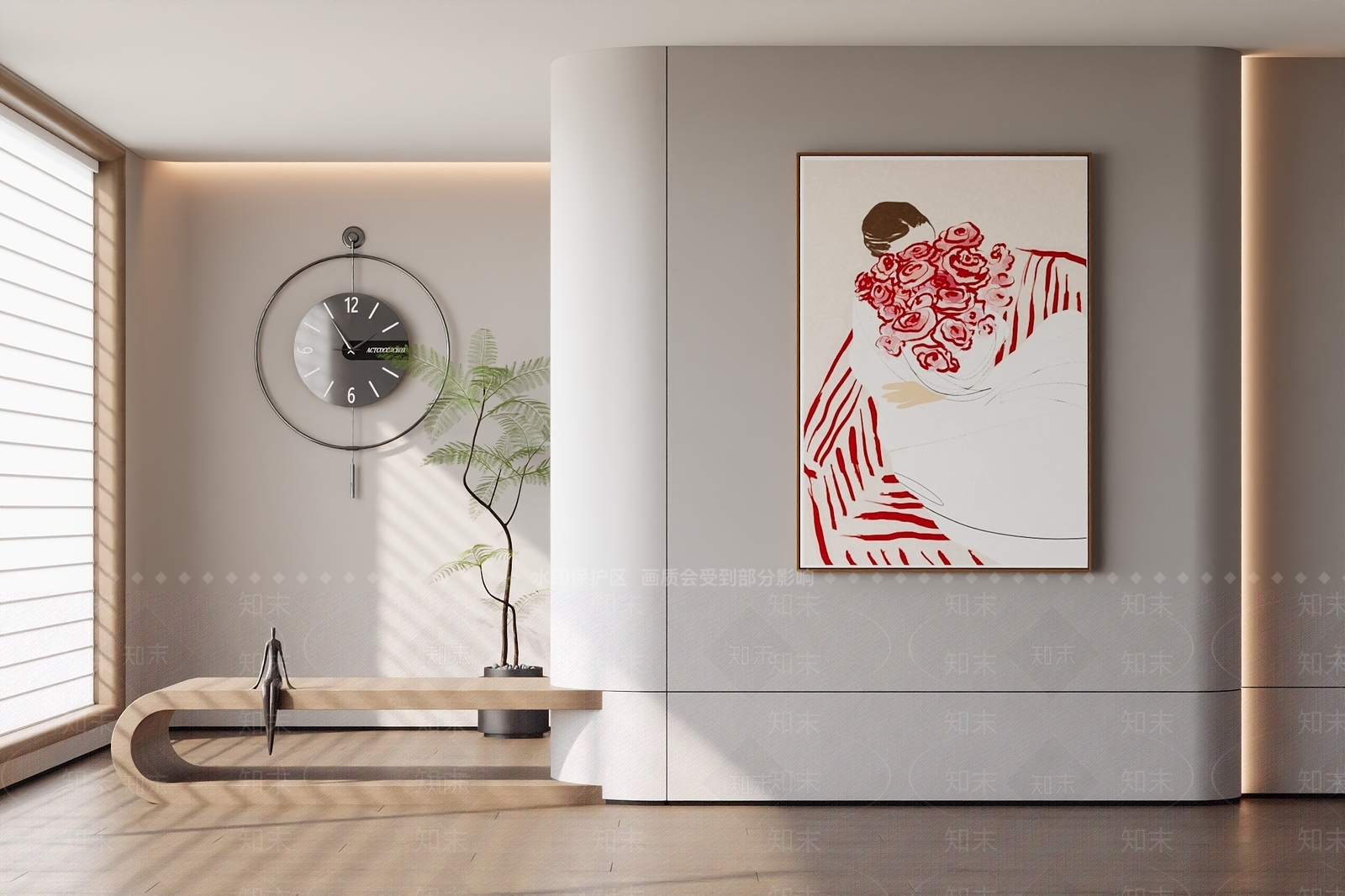 奶油北欧挂画3D模型下载【ID:1197375581】