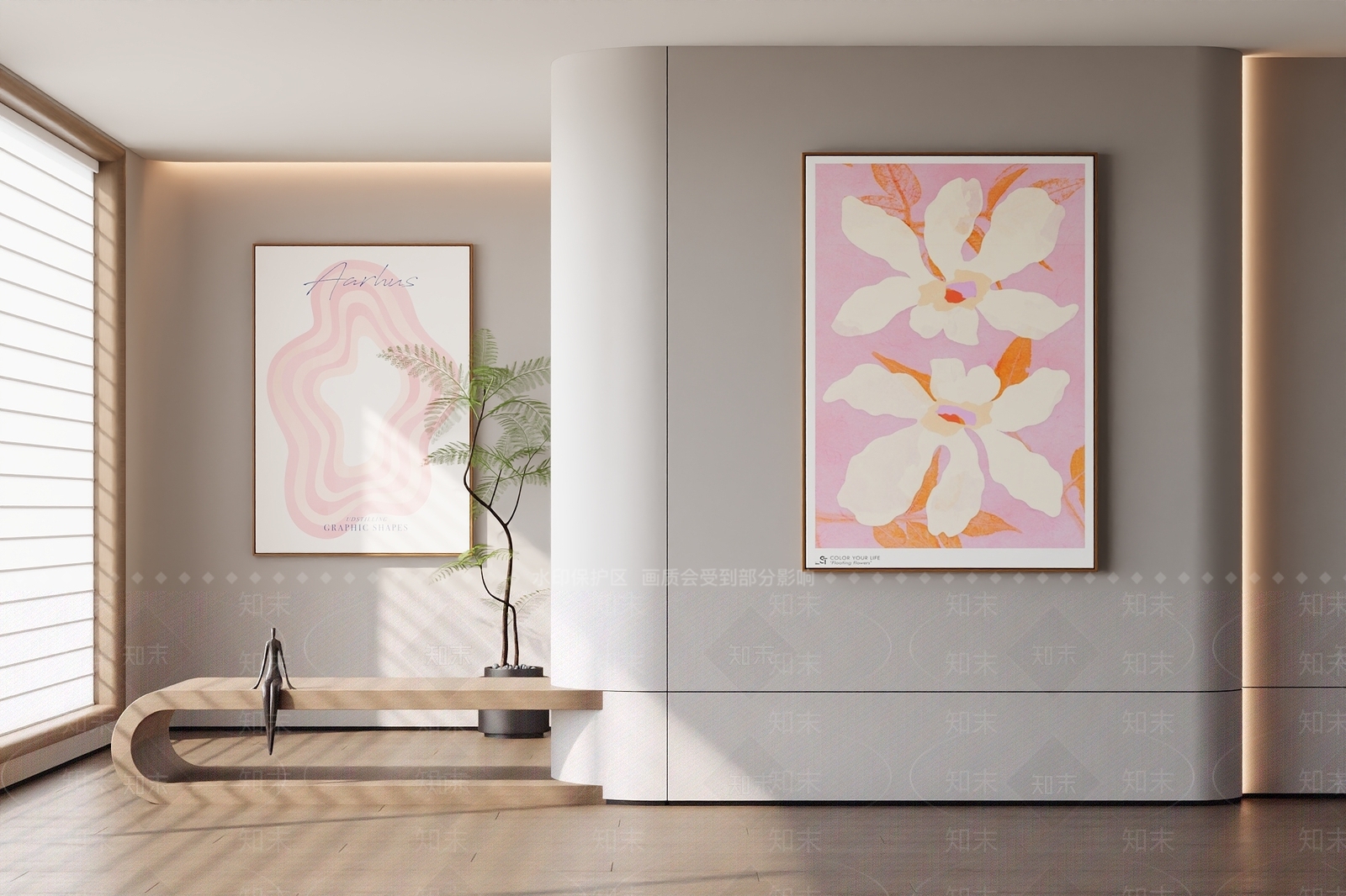 奶油北欧挂画3D模型下载【ID:1197375790】