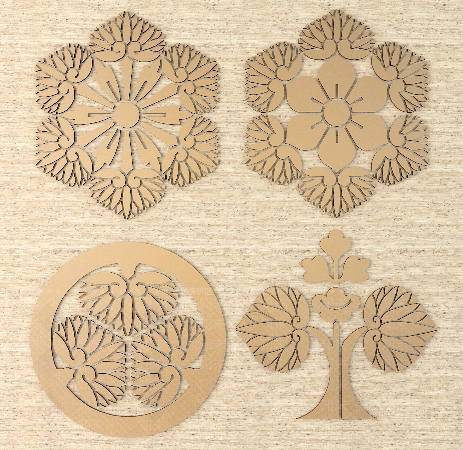 中式日式雕花3D模型下载【ID:1197381648】