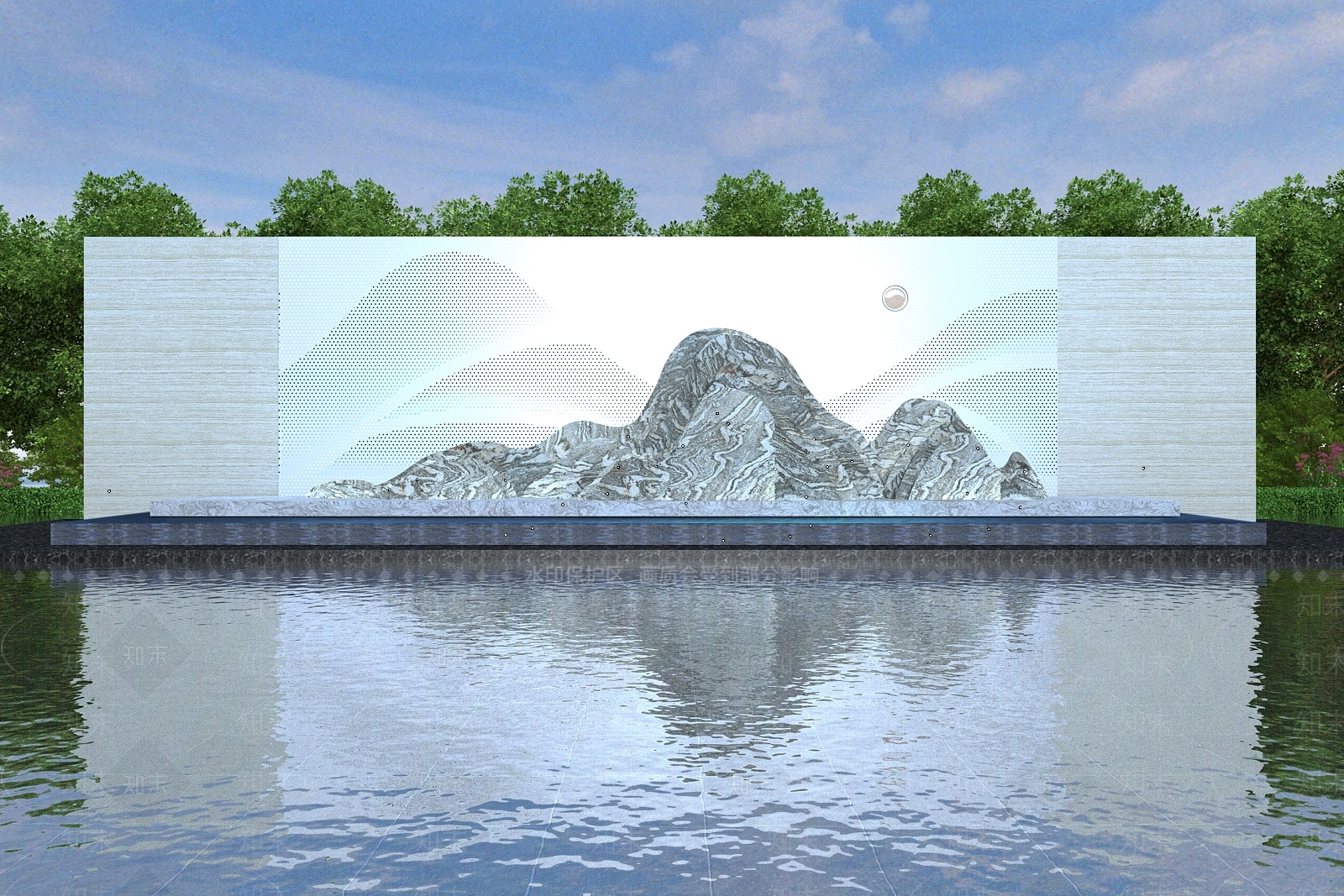 新中式中式景墙3D模型下载【ID:1197382283】