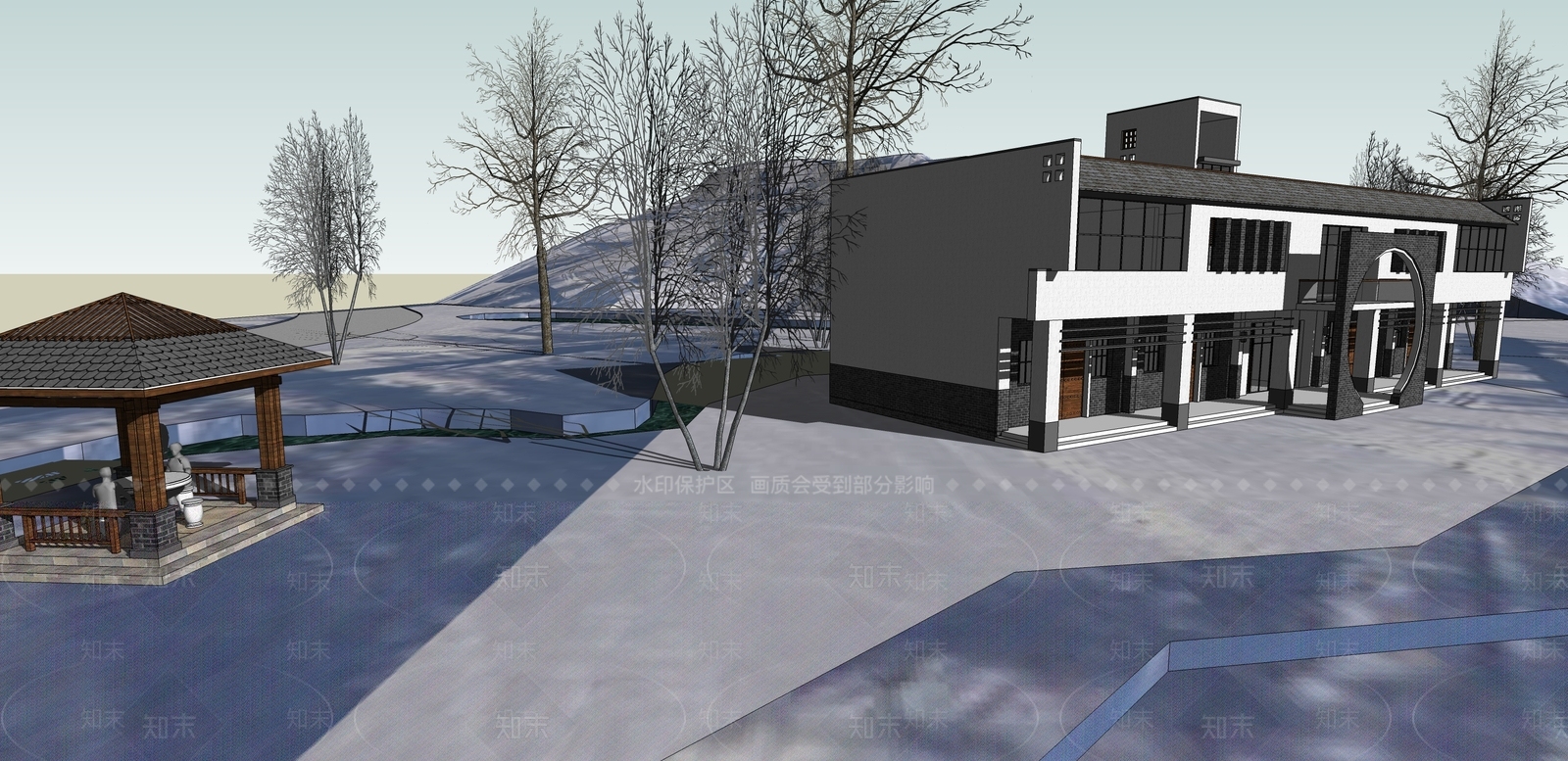 中式古建筑SU模型下载【ID:1197385450】