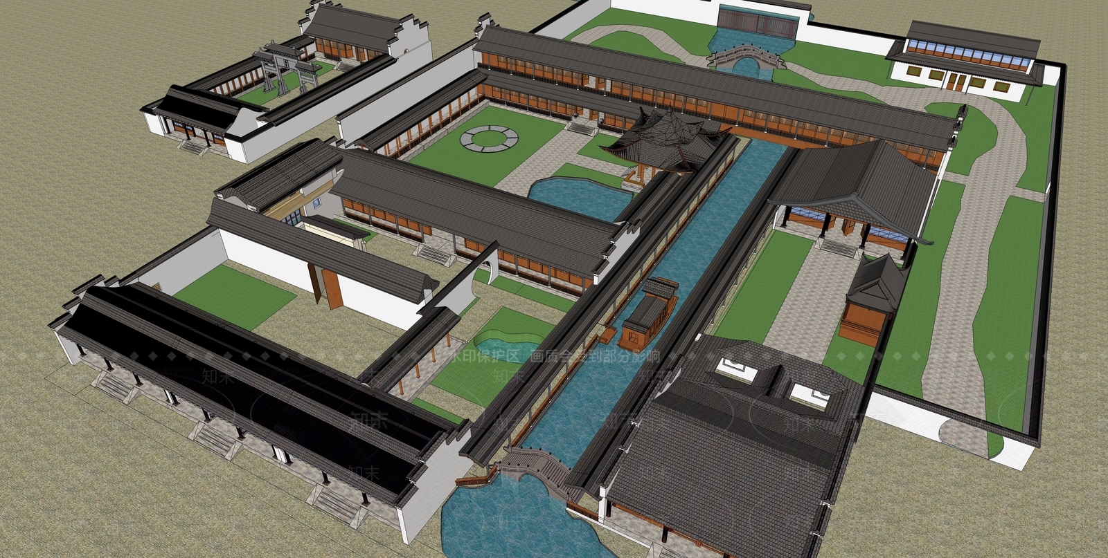 中式古建筑SU模型下载【ID:1197391565】