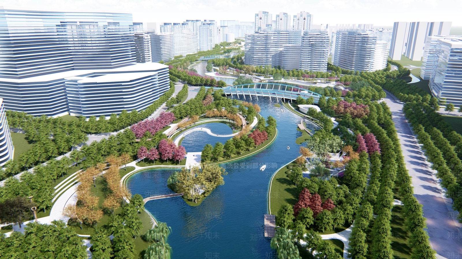 现代滨水景观SU模型下载【ID:1197394874】