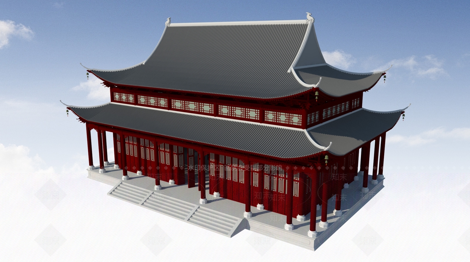 中式古建筑SU模型下载【ID:1197399539】