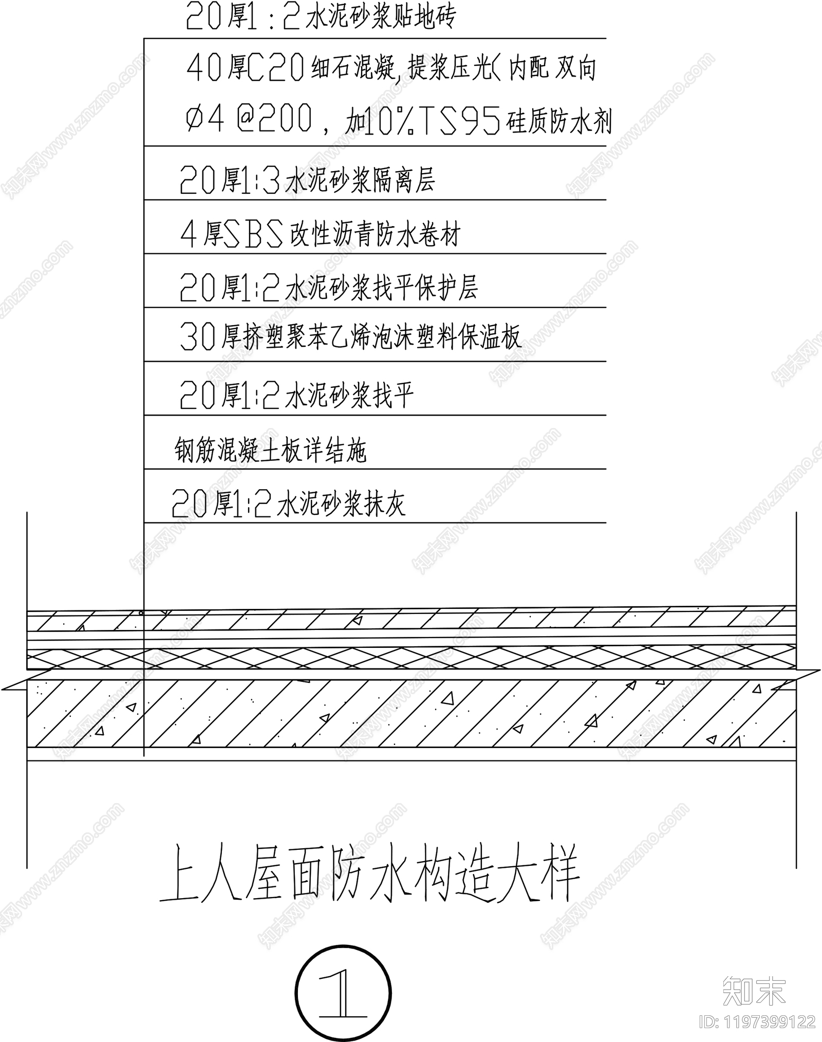 现代屋顶cad施工图下载【ID:1197399122】