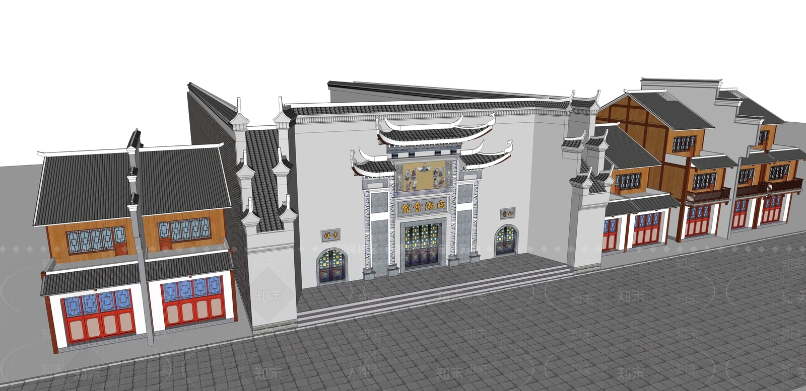 中式古建筑SU模型下载【ID:1197404013】