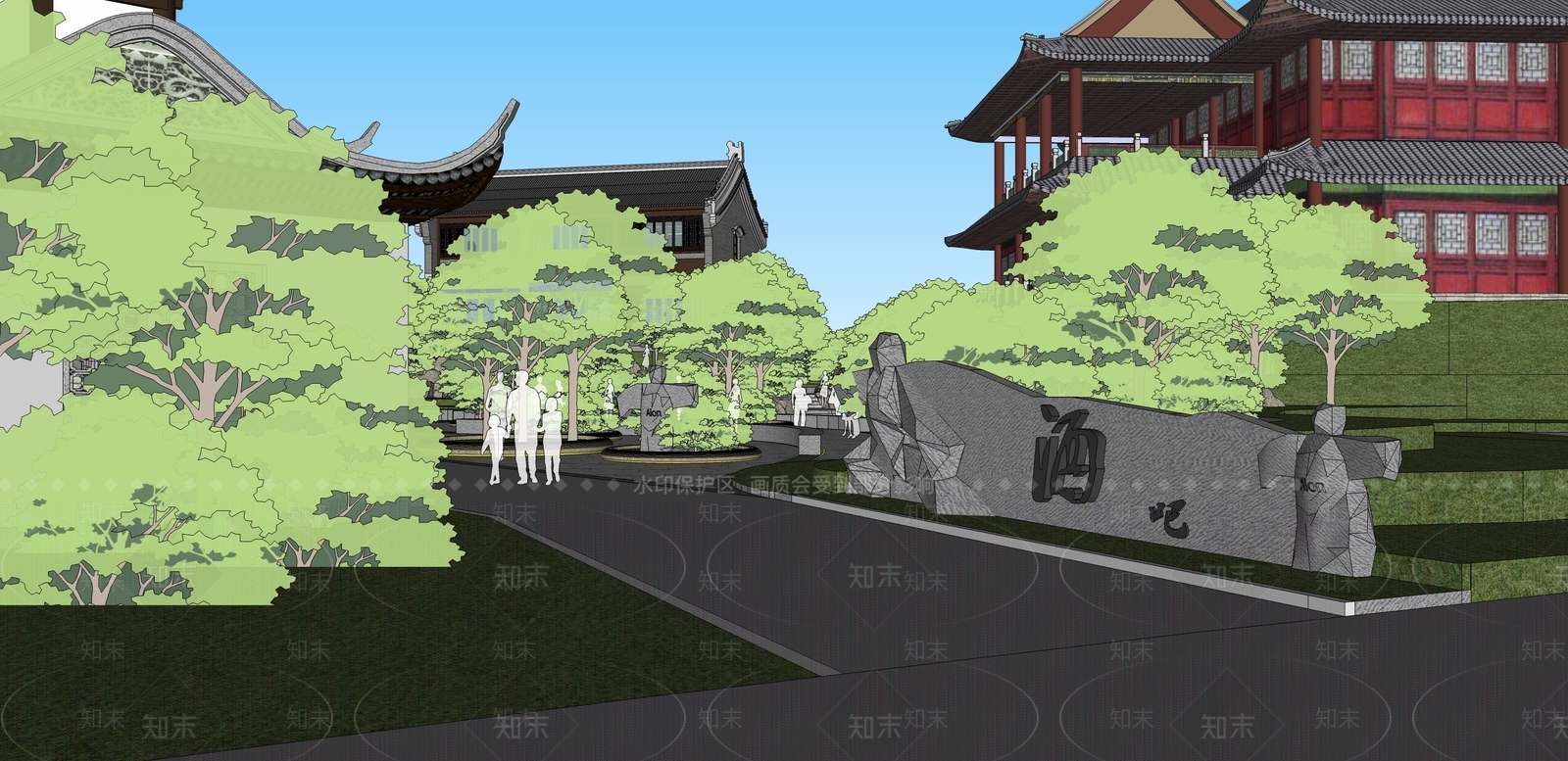 中式古建筑SU模型下载【ID:1197406073】