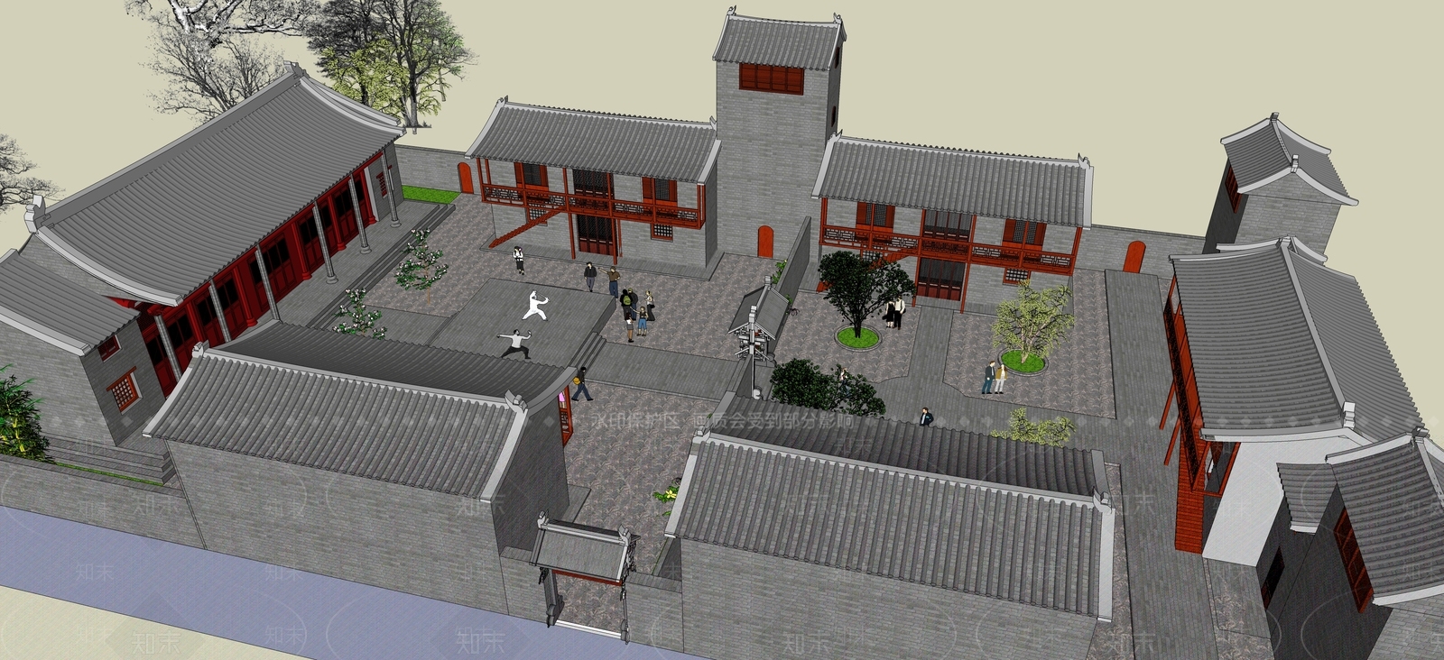 中式古建筑SU模型下载【ID:1197407848】
