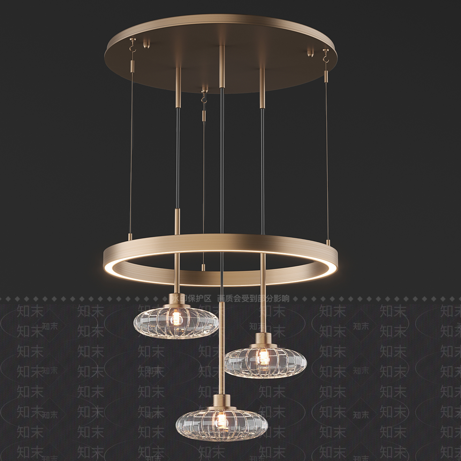 现代美式客厅吊灯3D模型下载【ID:1197407942】