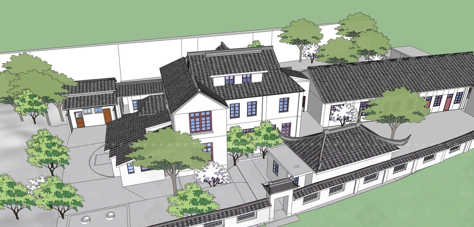 中式乡村民房SU模型下载【ID:1197408153】